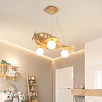 Arisha Vintage Airplane Shape Pendant Light, Wood