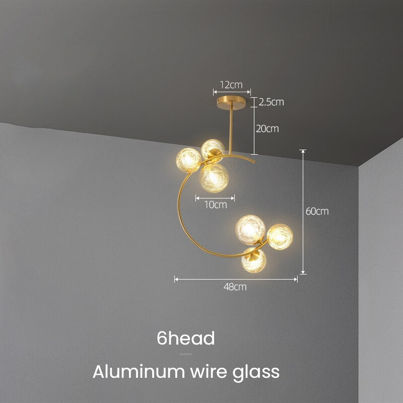 Valentina Modern Glass Globe Pendant Light, Metal & Glass, 3 Style