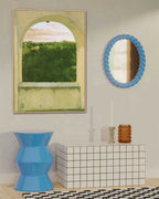 Arched Window View Painting Green Landscape