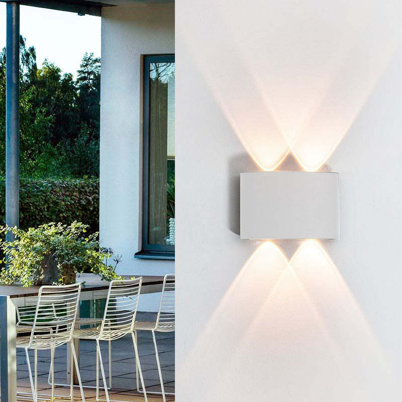 Tronix Modern Rectangular Metal Outdoor Wall Lamp, Black/White, Water-wave