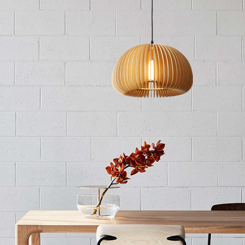Muto Pumpkin Pendant Light, Wood