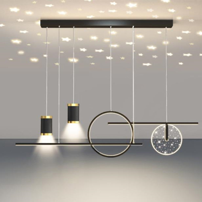 Arisha Modern Metal Starry Pendant Light, Black/White/Gold
