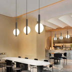 Doria Modern LED Pendant Light Black/White Metal Living Room
