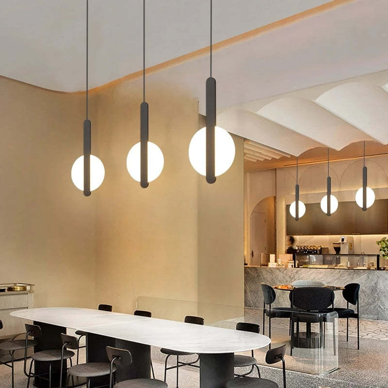 Doria Modern LED Pendant Light Black/White Metal Living Room