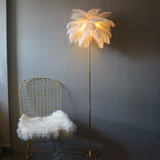 O'Moore Modern Natural Ostrich Feather Gold-plated Floor Lamp