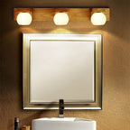 Muto Wooden Ball Mirror Front Vanity Wall Lamp, Log Color