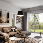 Eryn Floor Lamp Cool Modern, Metal Arc, Black/White/Red/Blue, Bedroom