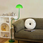 Salgado Floor Lamp Mushroom Middle Ancient, Arc Metal, Green, Dining Room