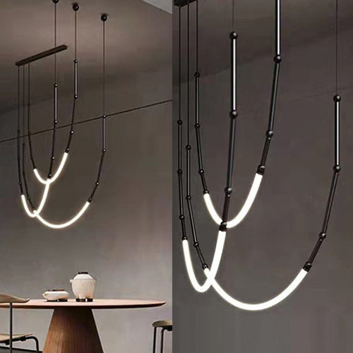 Arisha Modern Linear Metal/Silicone Pendant Light, Black