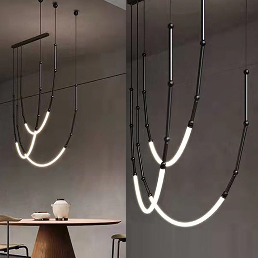 Arisha Modern Linear Metal/Silicone Pendant Light, Black