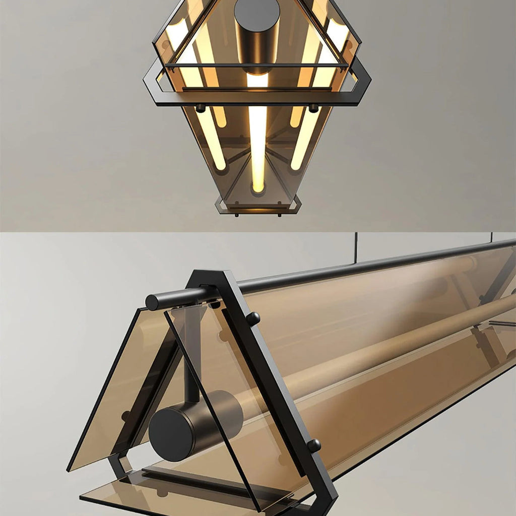 Arisha Industrial Triangle Metal/Glass Pendant Light, Gold