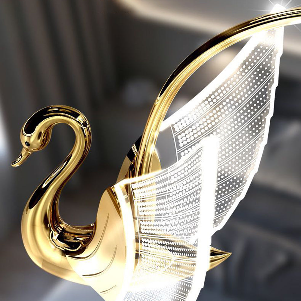 Arisha Art Deco Swan /Metal Wall Lamp, Gold/Rose Gold