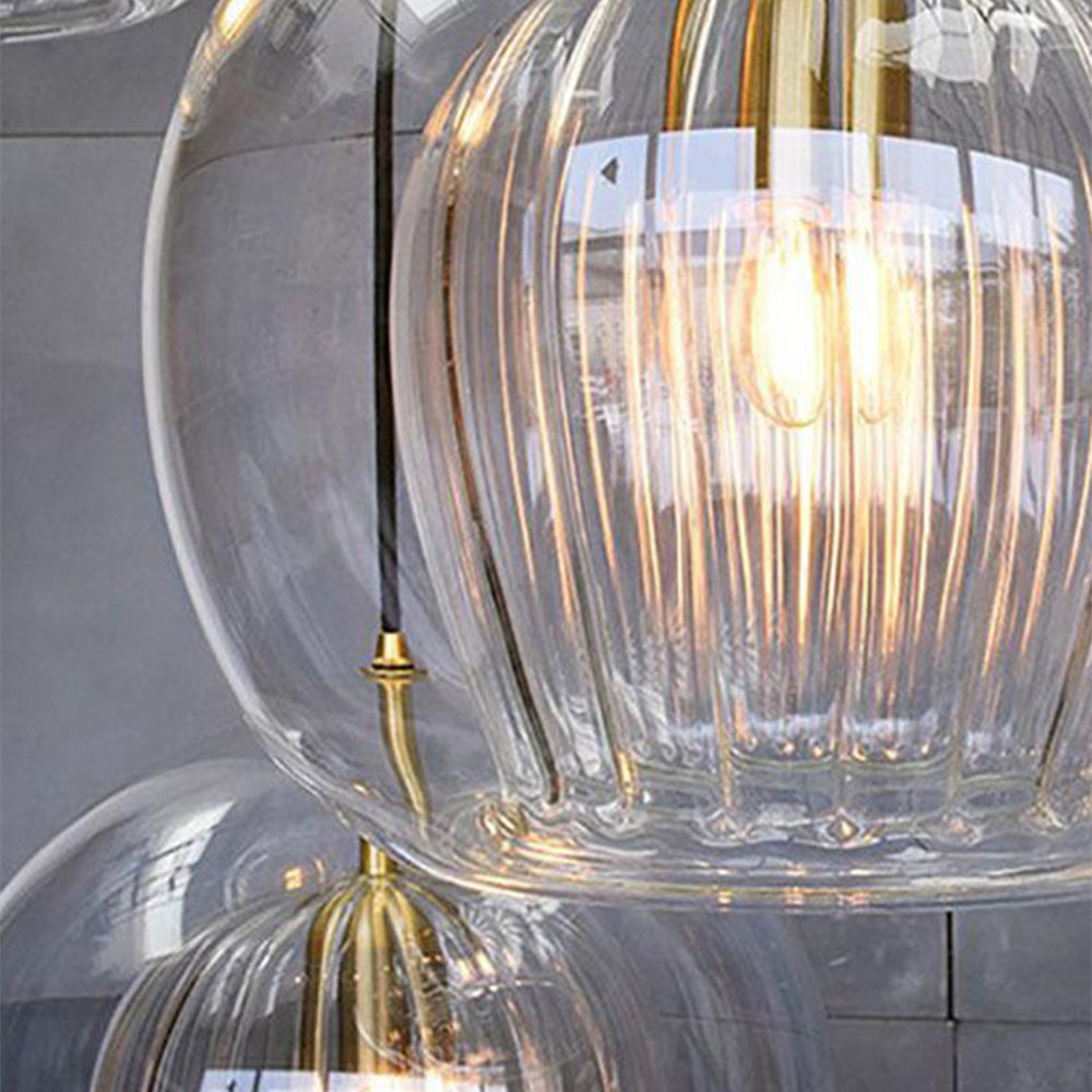 June Pendant Light Bulle Nordic Glass Transparent/Gold Living Room/Bedroom - Kingsley Beaumont