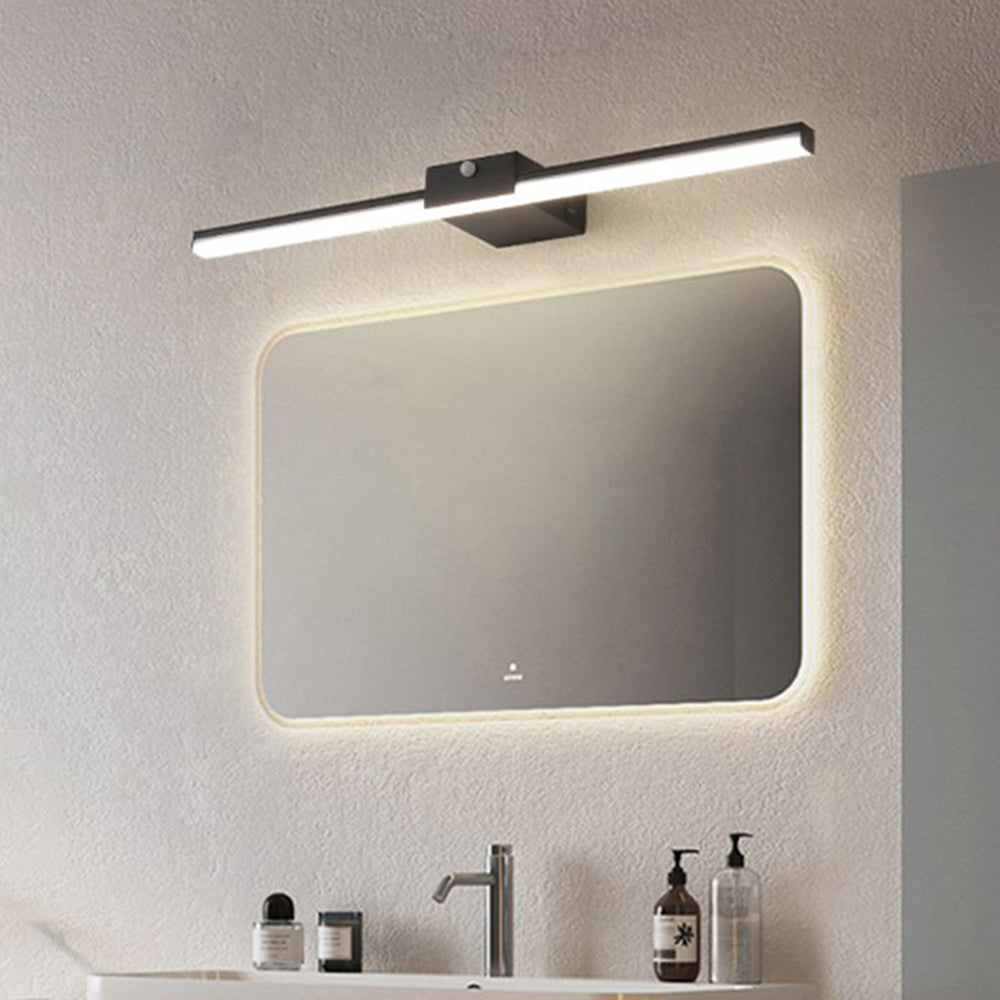 Arisha Minimalist Linear Metal Wall Lamp, Black/White, Bathroom