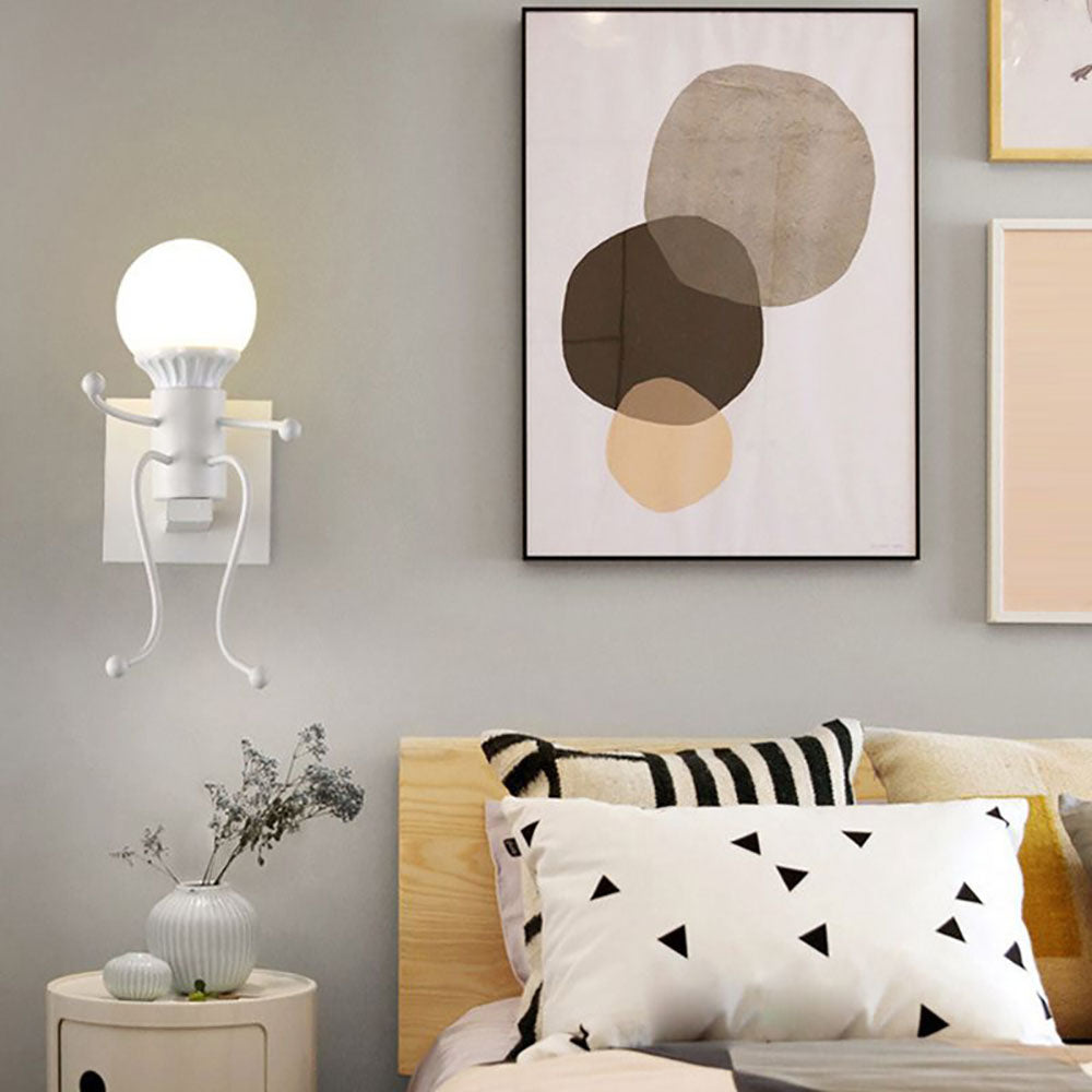 Arisha Modern Decorative Man Metal Wall Lamp, White/Black