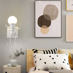 Arisha Modern Decorative Man Metal Wall Lamp, White/Black