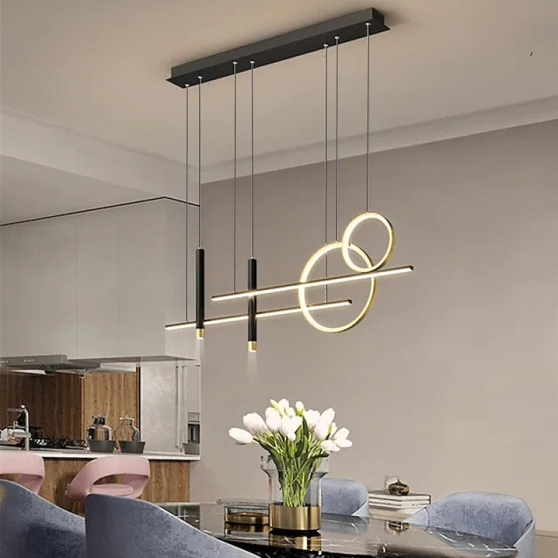 Arisha Modern Pendant Light LED, Double Circle, Gold/Black