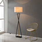 Baines Tripod Floor Lamp, Black & Flaxen, L 158CM