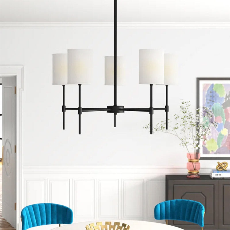 Silva Modern LED Chandelier Black/Gold Metal/Fabric Bedroom/Living Room