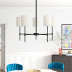 Silva Modern LED Chandelier Black/Gold Metal/Fabric Bedroom/Living Room