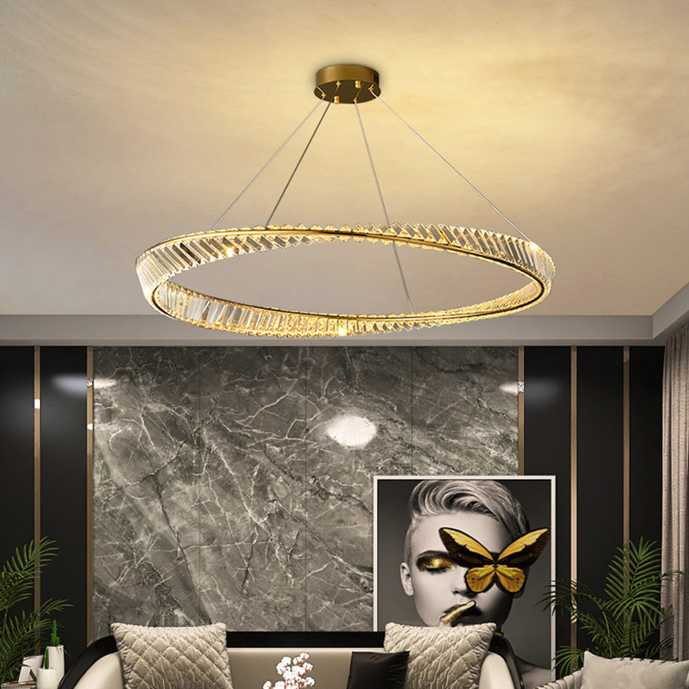 Kristy Modern Luxury Round Glass Chandelier, Gold