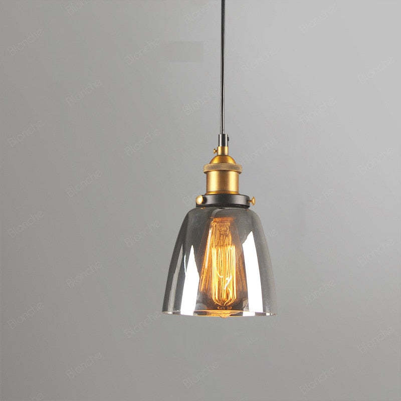 June Industrial Glass Pendant Light Clear/Amber/Smoke Grey