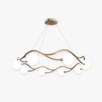 Valentina Modern Designe Wave Metal/Glass Pendant Light, White/Gold