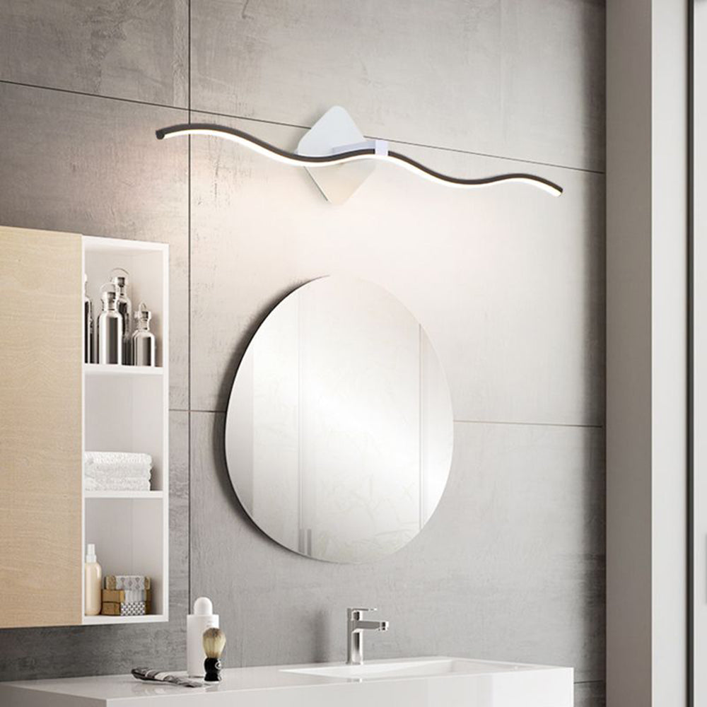 Arisha Minimalist Wave Linear Metal Wall Lamp, Black/White