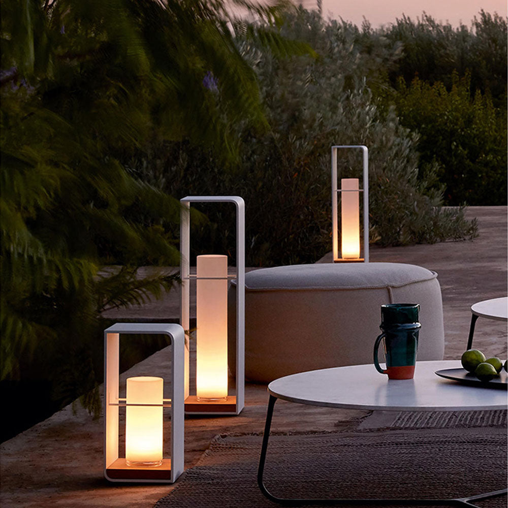 Ray Minimalist Cuboid Candle Solar Outdoor Floor Lamp Black
