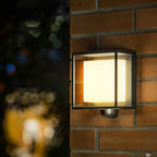 Ray Modern Rectangular Sensor Solar Powered Outdoor Wall Lamp, Black