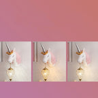 Arisha Modern Unicorn/Strawberry Art Wall Lamp, Pink/Blue