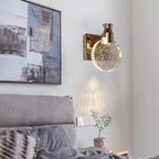 Kristy Modern Round Crystal Vanity Wall Lamp, Gold/Chrome