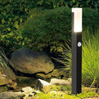 Ray Modern Metal Rectangular Outdoor Path Light With Sensor, Black