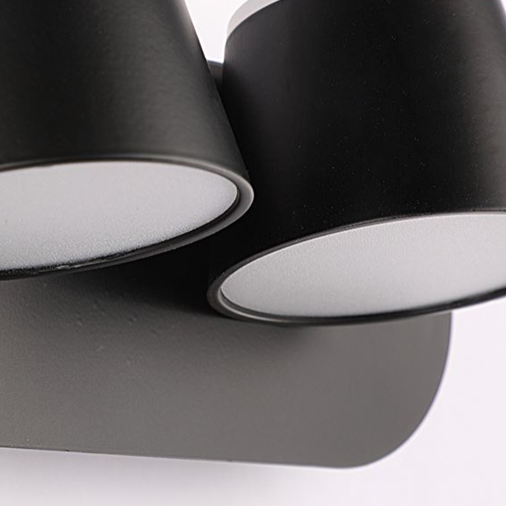 Arisha Modern Cylindrical Metal Mirror Front Wall Lamp, Black