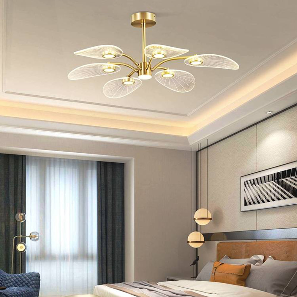 Arisha Art Deco Leaf Metal/ Chandelier, Gold