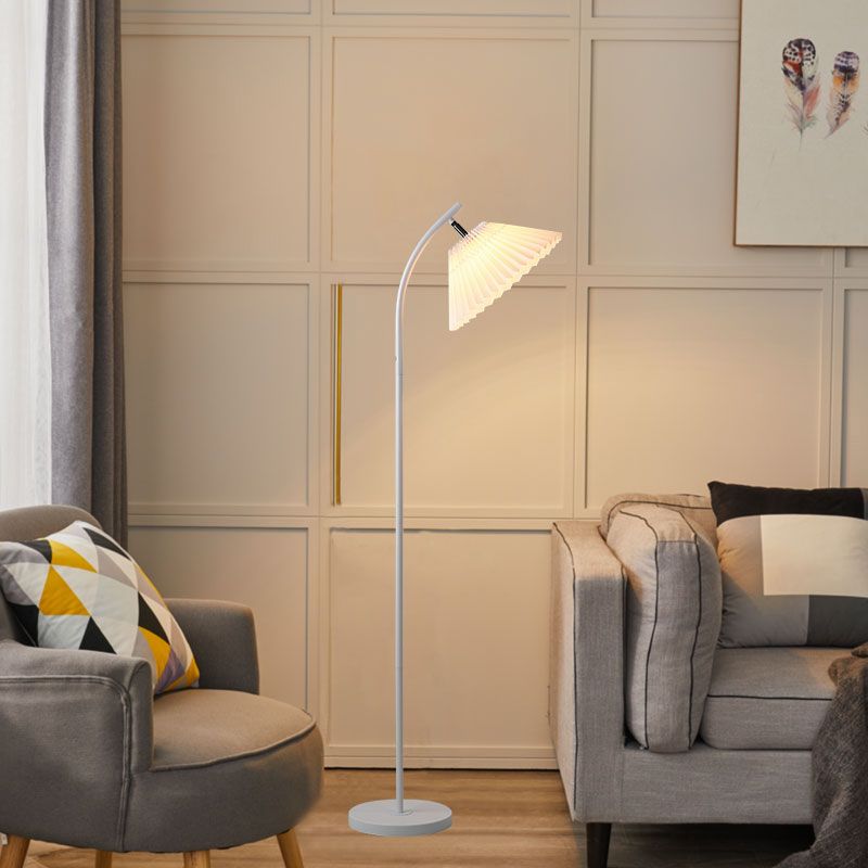 Ozawa Modern Arc Pleated Metal Fabric Floor Lamp, 3 Color