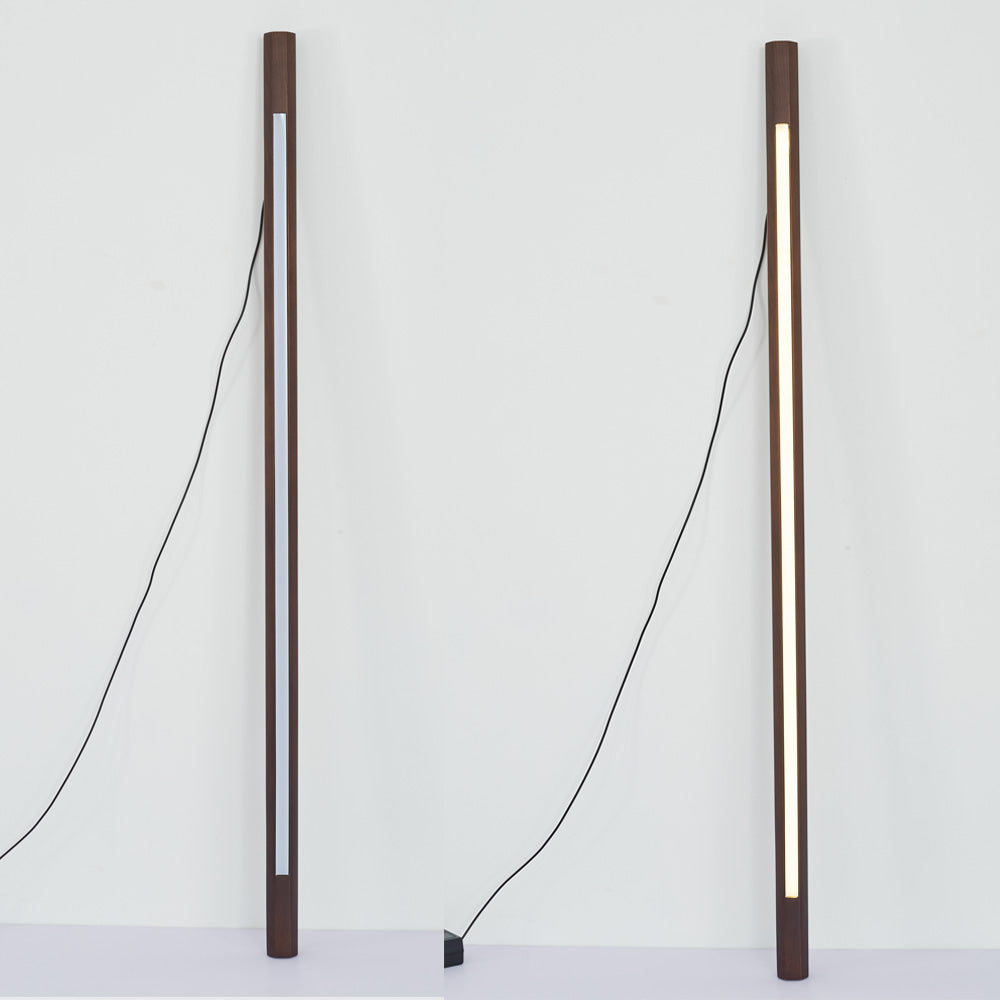 Ozawa Minimalist Linear Floor Lamp, Wood/, Living Room