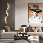 Lumor Modern Linear Wave Bedroom Wall Lamp, Black/Gold