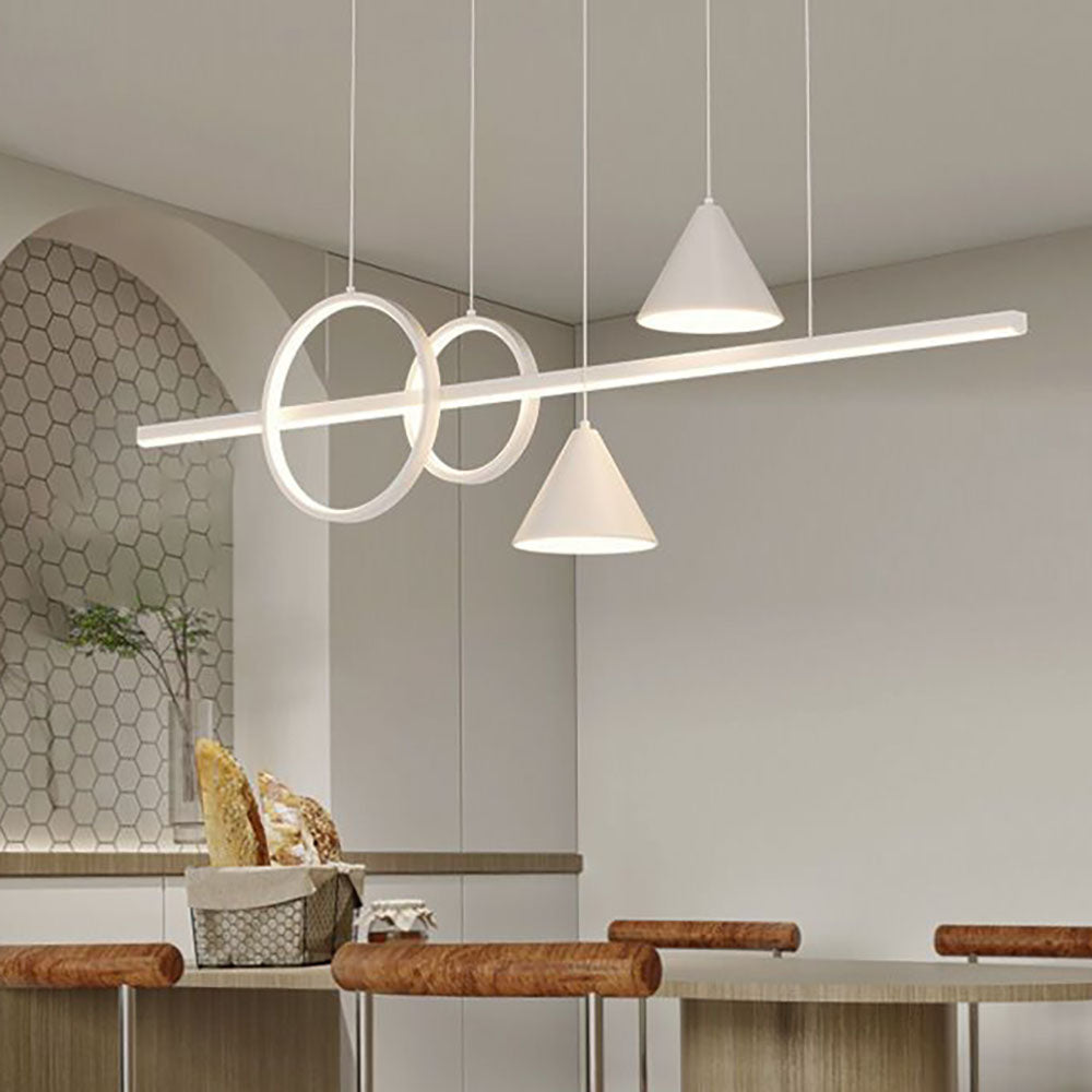Arisha Contemporary Geometric Style Linear Metal Pendant Light White/Black