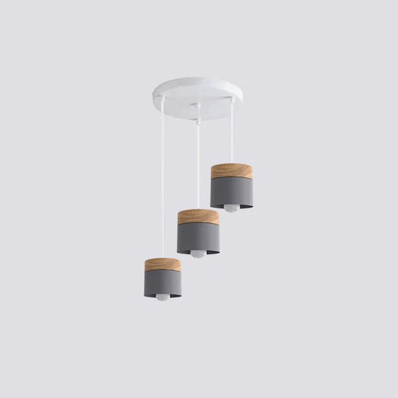 Valentina Modern Can Shape Metal/Wood Pendant Light