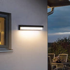 Ray Minimalist Solar Linear Outdoor Wall Lamp, Black