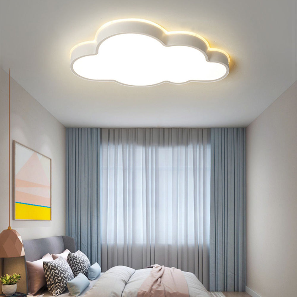 Arisha Modern Flush Mount Cloud Ceiling Light, White, Metal