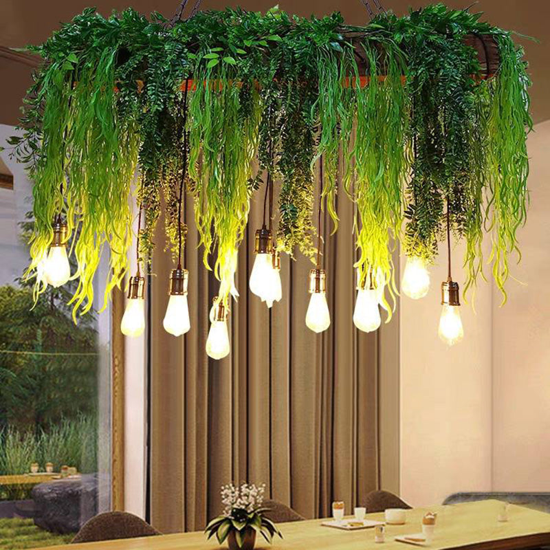 Ritta Natural Decorative Rectangular Plant Metal Pendant Light Green