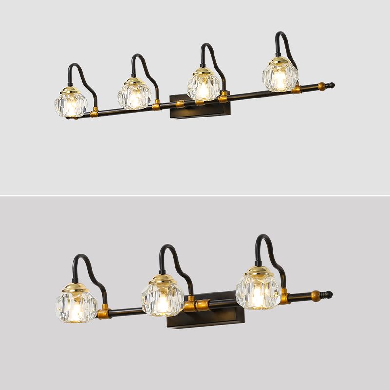Kristy Vintage Crystal Globe Vanity Wall Lamp, Black, Bathroom