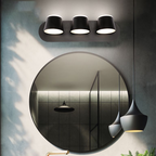 Arisha Modern Cylindrical Metal Mirror Front Wall Lamp, Black