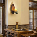 Epoch Vintage Leaf Shape Wood Metal Wall Lamp