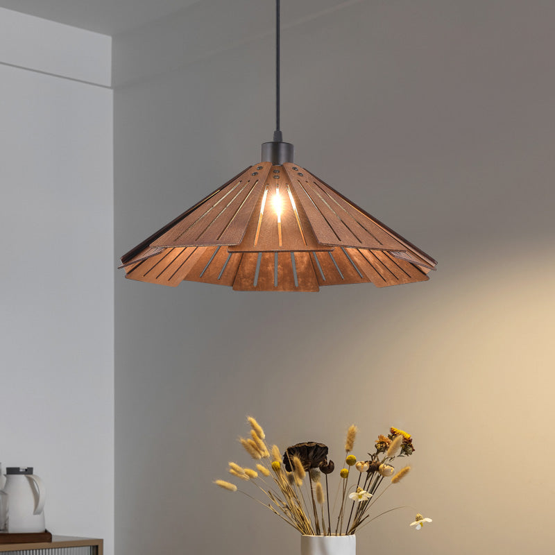 Arisha Retro Pendant Light, Metal & Wood