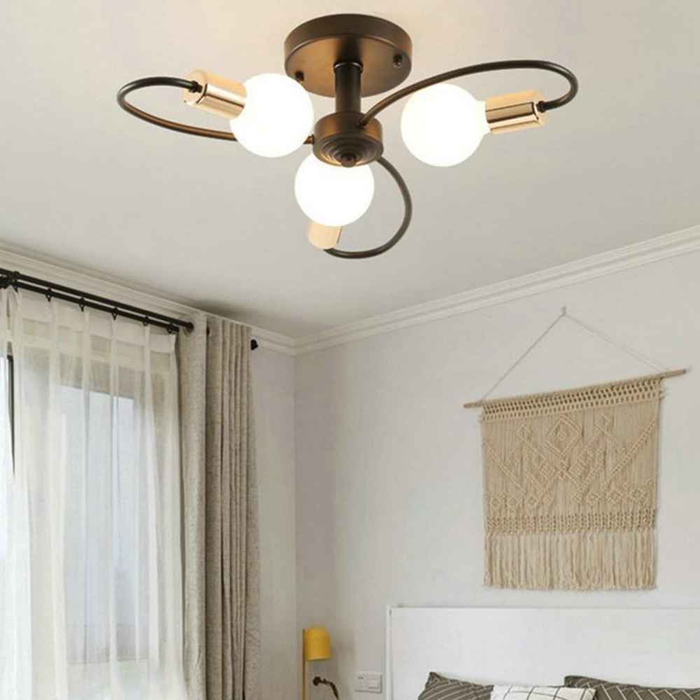 Valentina Modern Metal Flush Mount Ceiling Light, Black/Gold