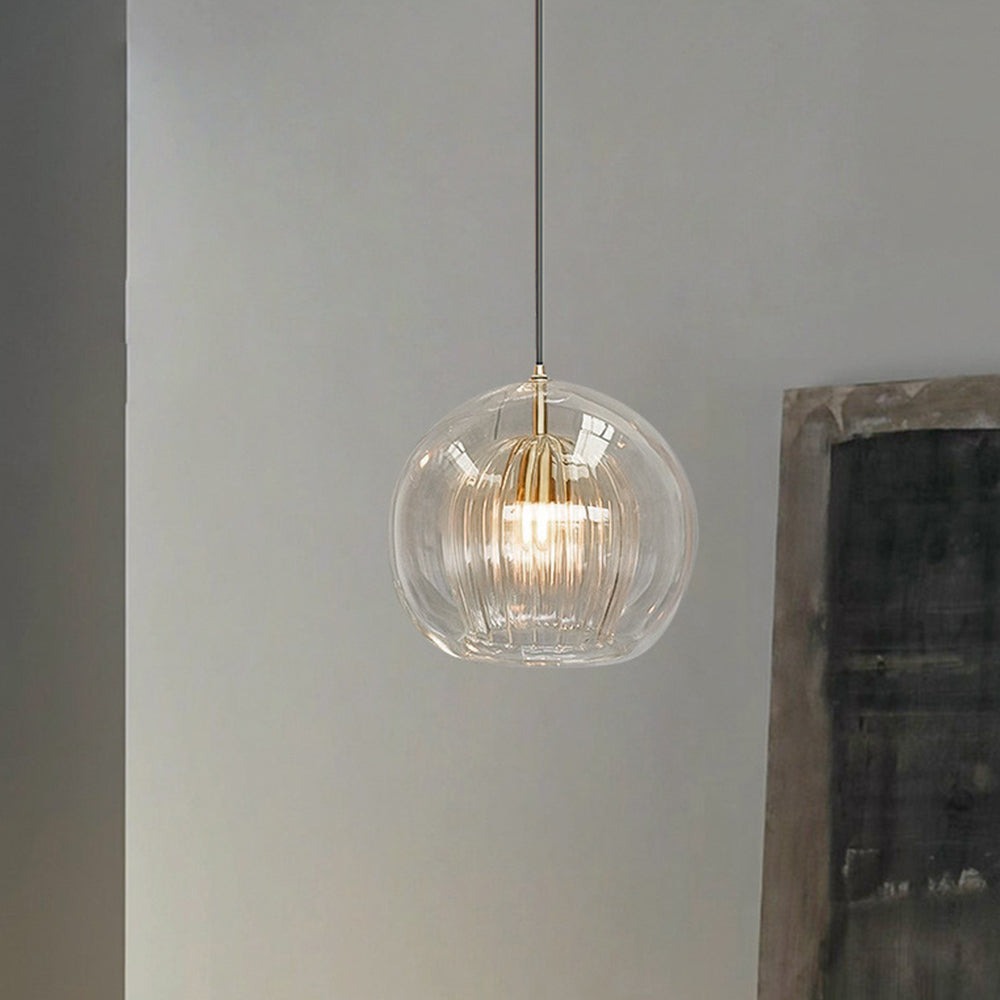 June Pendant Light Bulle Nordic Glass Transparent/Gold Living Room/Bedroom - Kingsley Beaumont