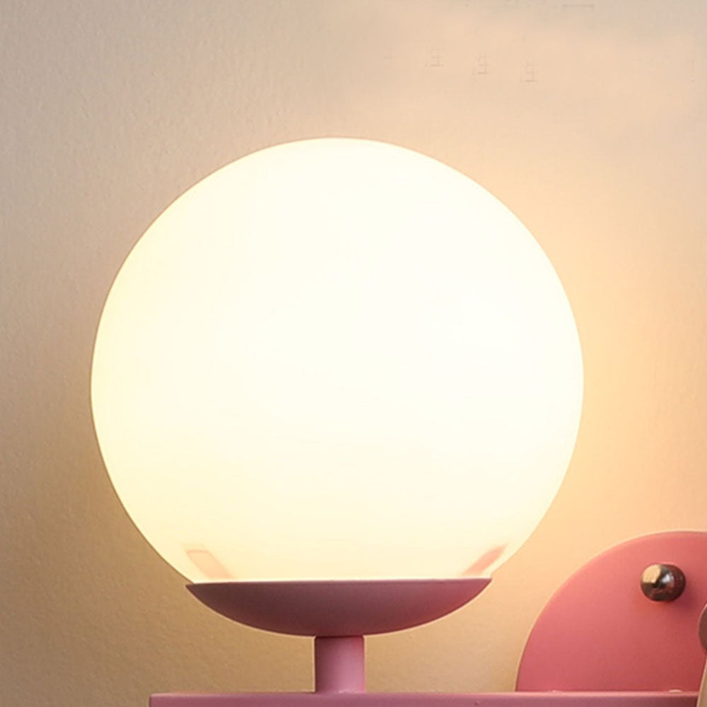 Aria Modern Metal/Glass Wall lamp, White & Pink